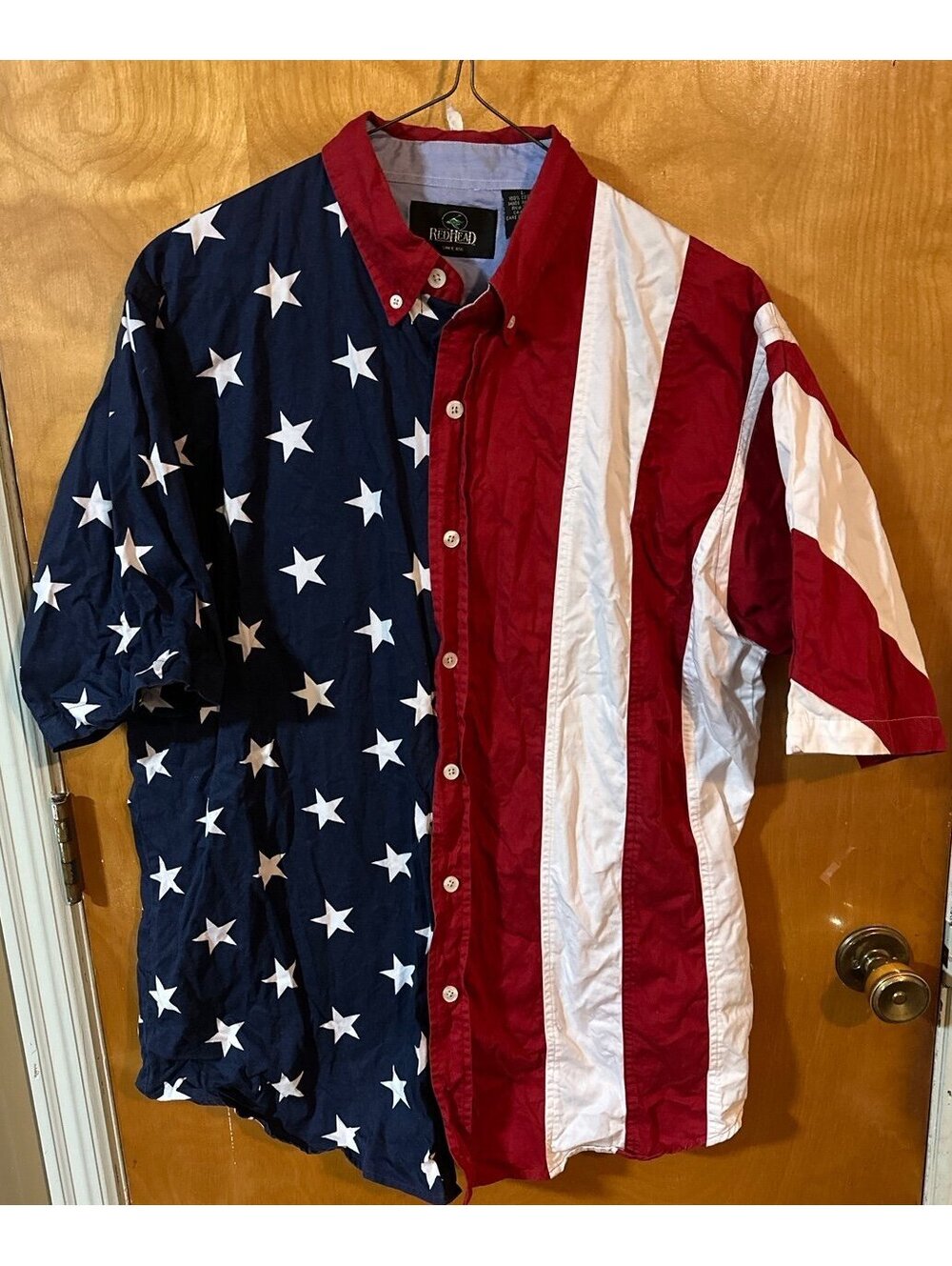 RedHead button up American flag shirt size large
